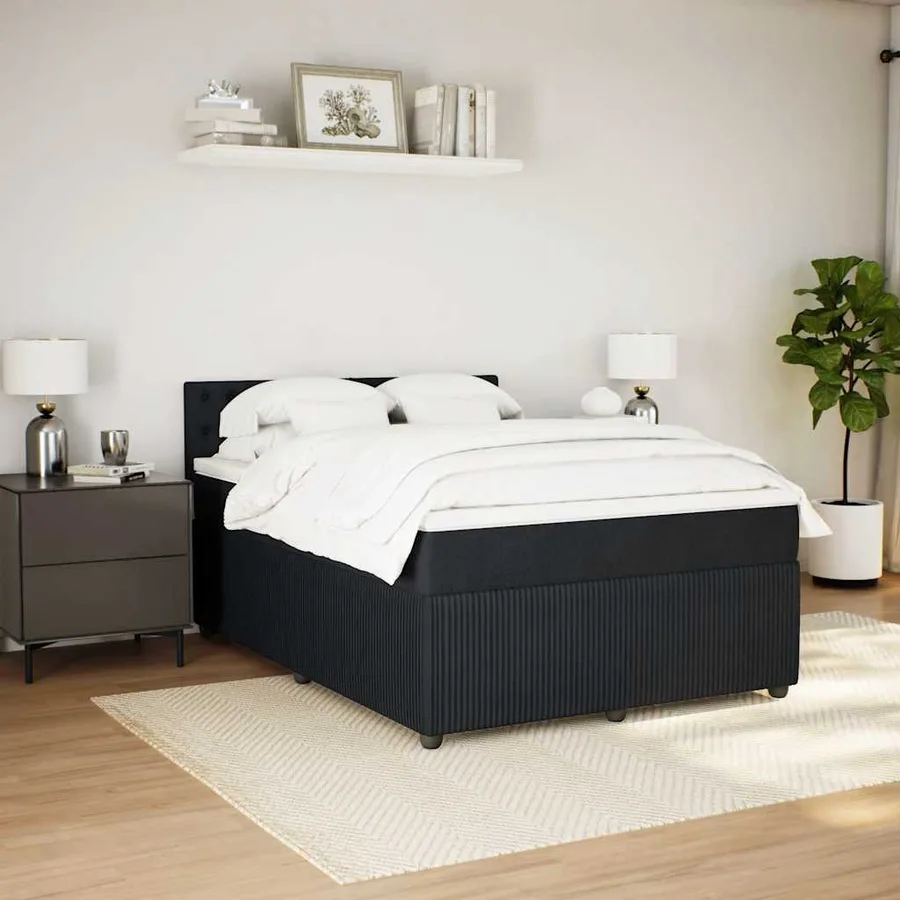 Sommier à lattes de lit avec matelas Noir 140x190 cm Velours - 5