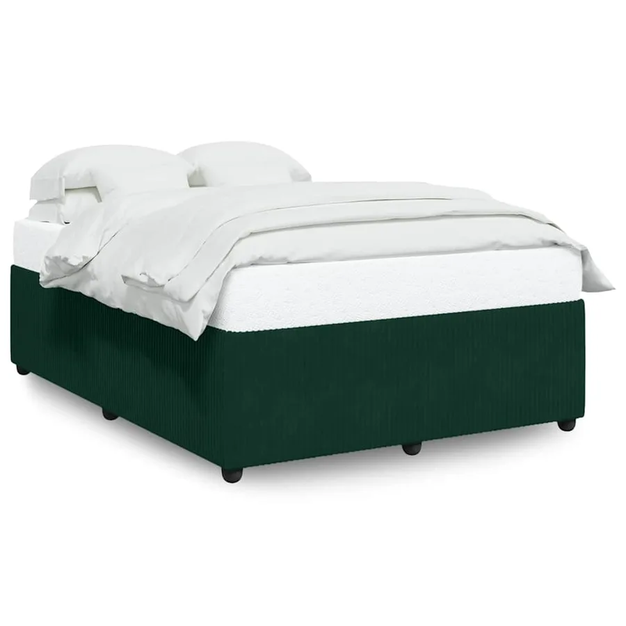 Cadre de lit sans matelas vert foncé 160x200 cm velours - 2