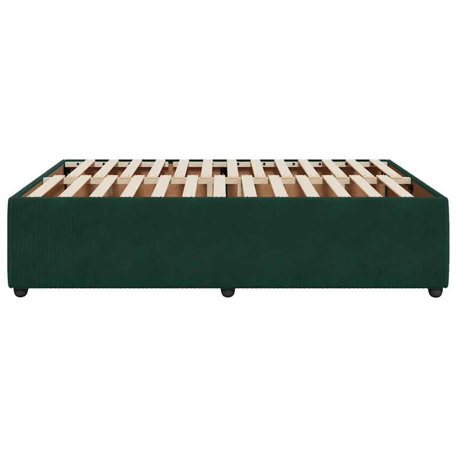 Cadre de lit sans matelas vert foncé 160x200 cm velours - 5