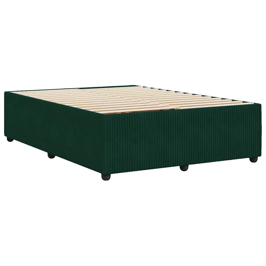 Cadre de lit sans matelas vert foncé 160x200 cm velours - 6