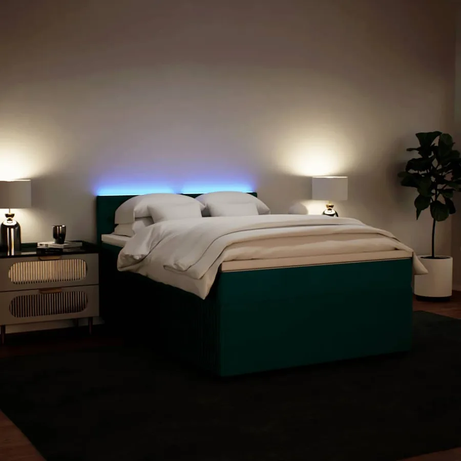 Sommier à lattes de lit et matelas Vert foncé 160x200cm Velours - 5