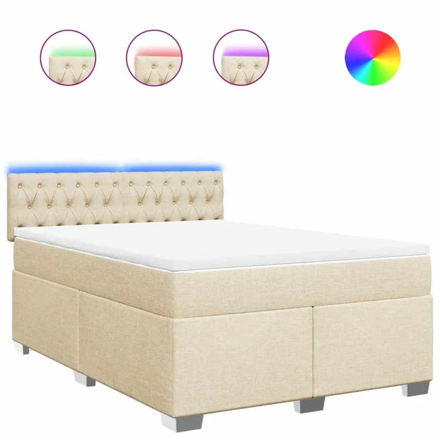 Sommier à lattes de lit avec matelas Crème 160x200 cm Tissu - 2