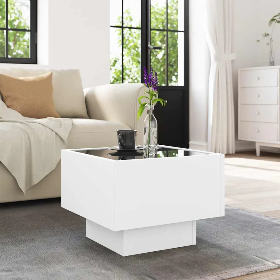 Table d'appoint avec LED blanc 40x40x30 cm bois d'ingénierie - 4