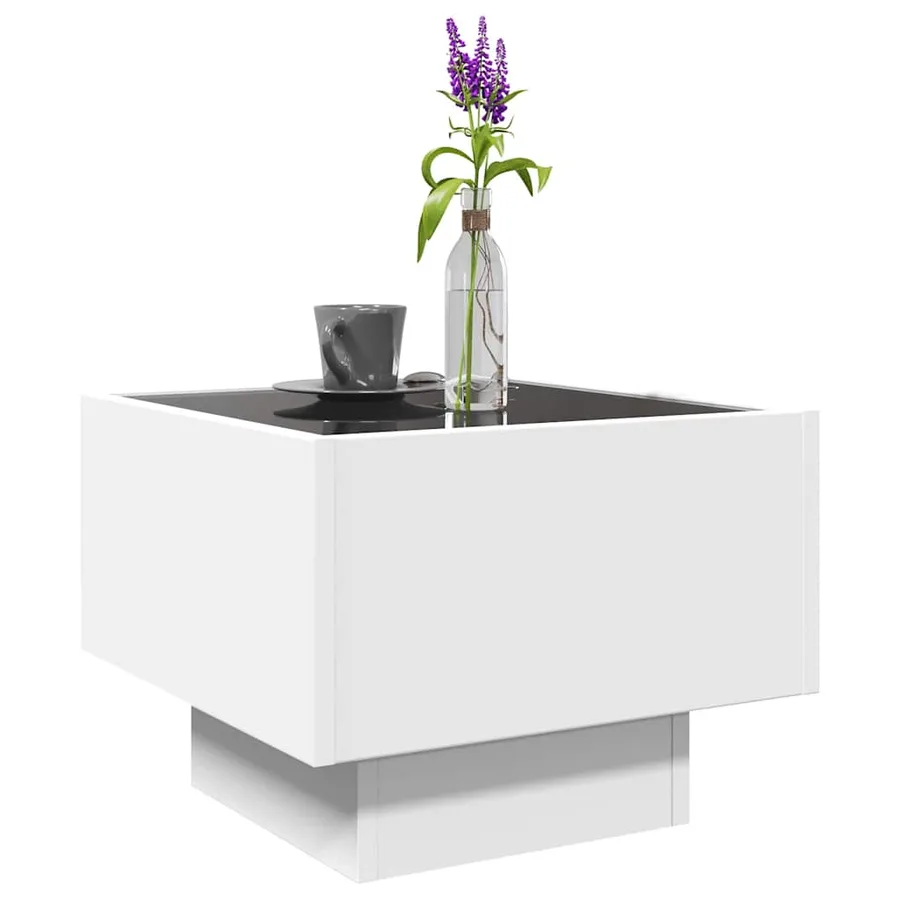 Table d'appoint avec LED blanc 40x40x30 cm bois d'ingénierie - 5