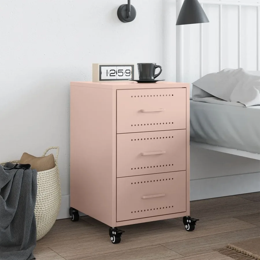 Table de chevet rose 36x39x59 cm acier - 3