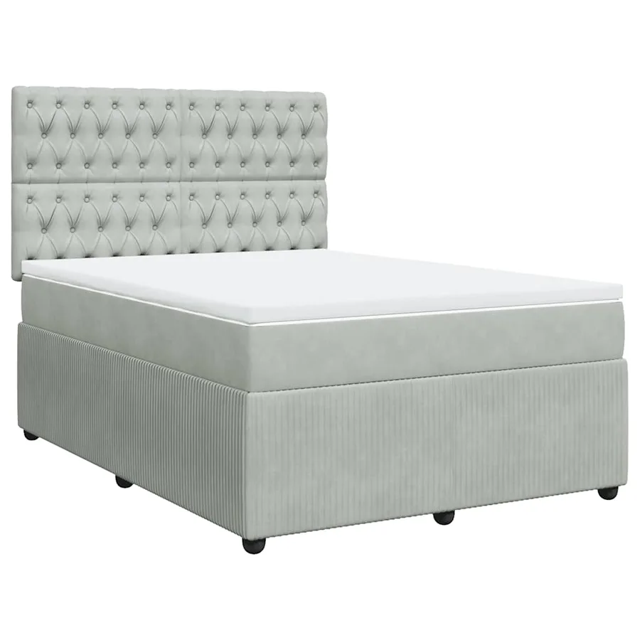 Sommier à lattes de lit et matelas Gris clair 140x190cm Velours - 2