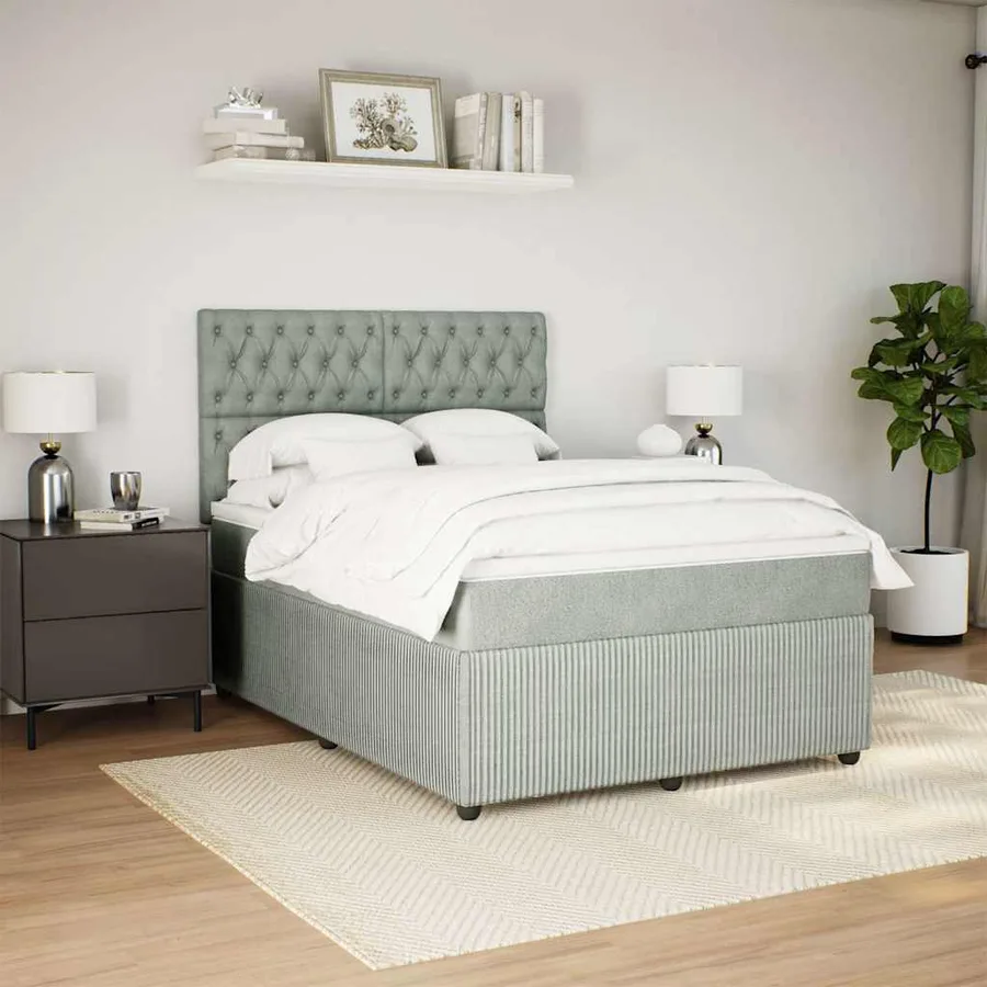 Sommier à lattes de lit et matelas Gris clair 140x190cm Velours - 3