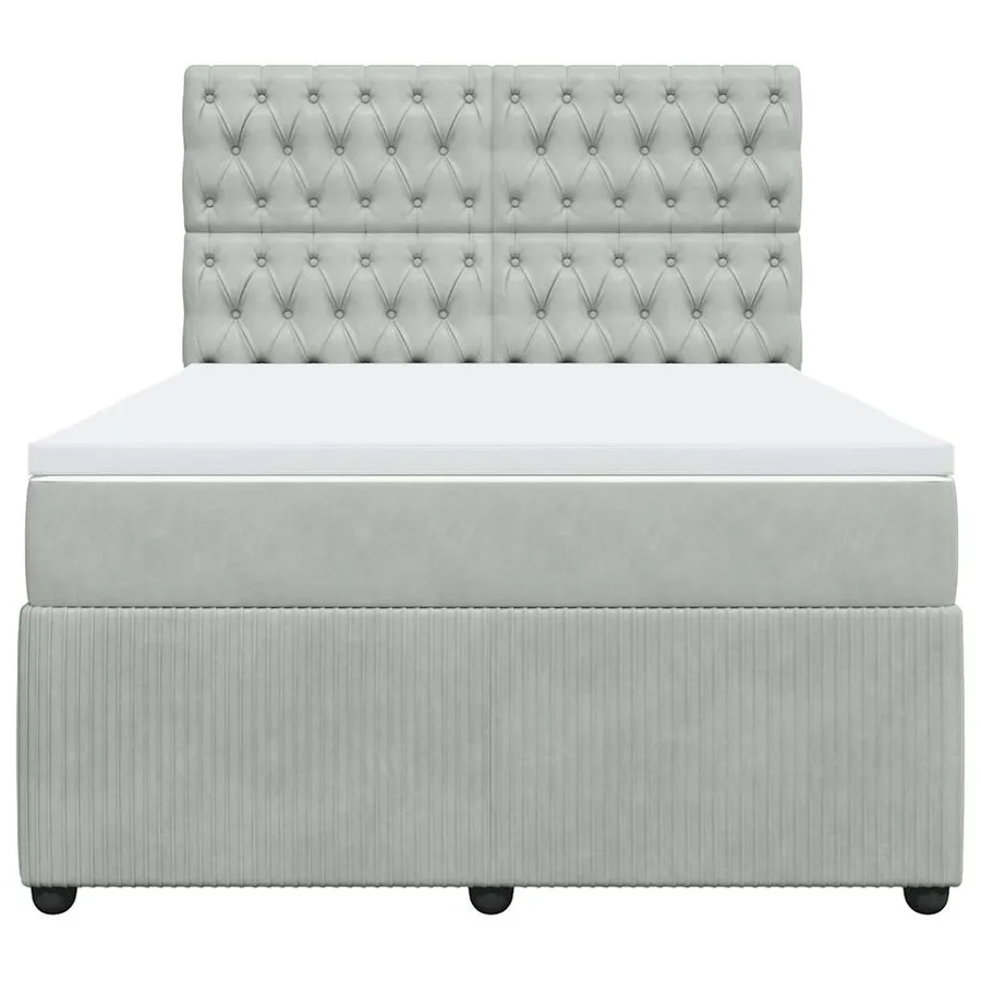 Sommier à lattes de lit et matelas Gris clair 140x190cm Velours - 4