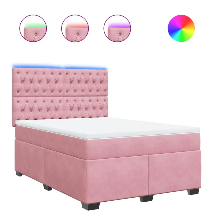 Sommier à lattes de lit avec matelas Rose 140x200 cm Velours - 2