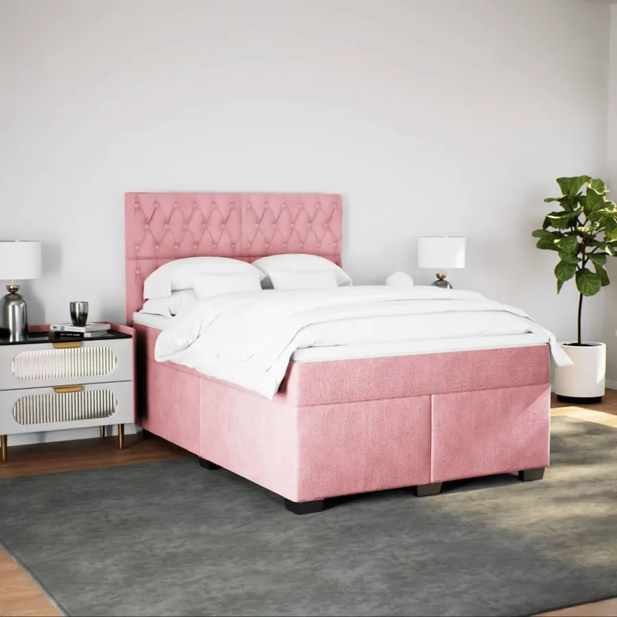 Sommier à lattes de lit avec matelas Rose 140x200 cm Velours - 5