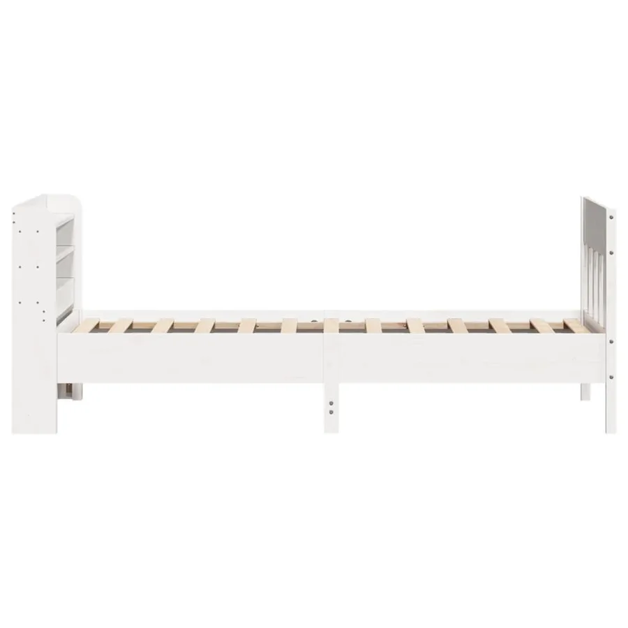 Cadre de lit sans matelas blanc 75x190 cm bois de pin massif - 5