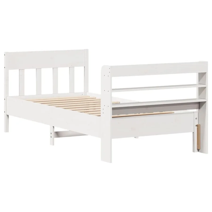 Cadre de lit sans matelas blanc 75x190 cm bois de pin massif - 6