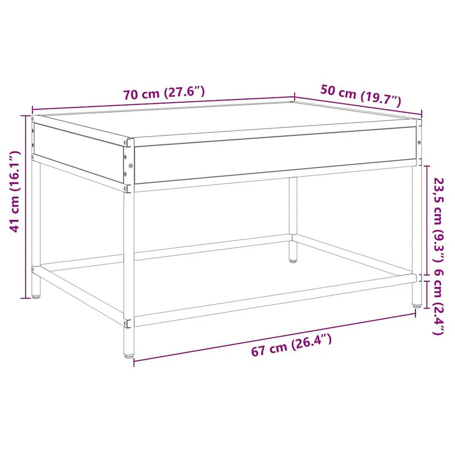 Table basse avec LED infini noir 70x50x41 cm - 13