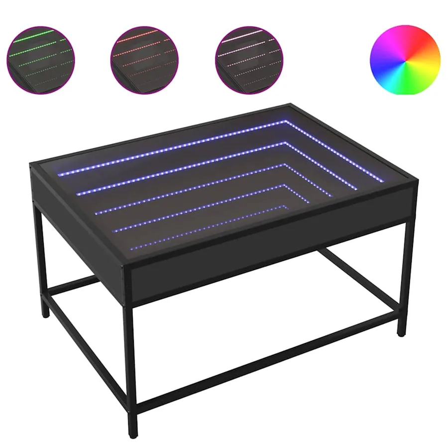 Table basse avec LED infini noir 70x50x41 cm - 2