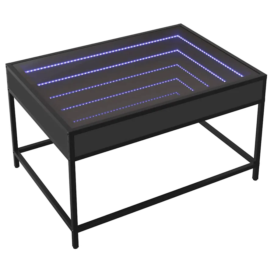 Table basse avec LED infini noir 70x50x41 cm - 3