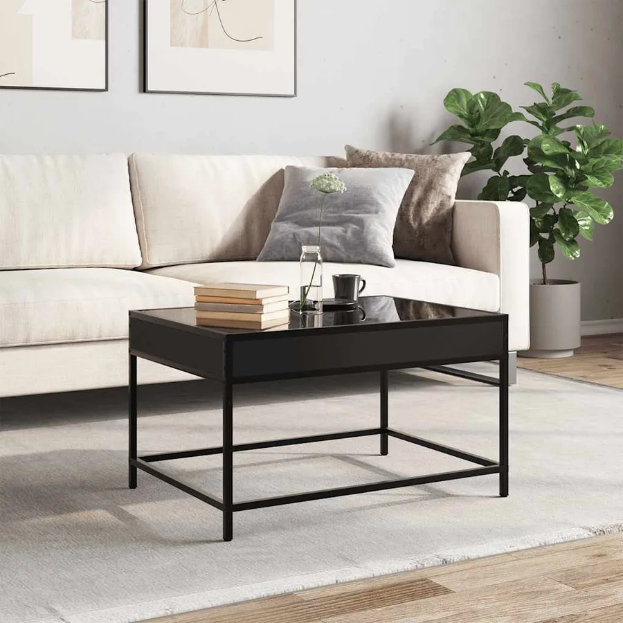 Table basse avec LED infini noir 70x50x41 cm - 4