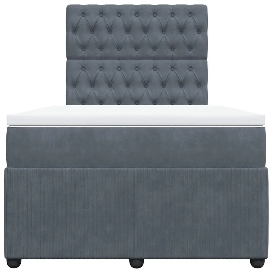 Sommier à lattes de lit et matelas gris foncé 120x190cm velours - 4