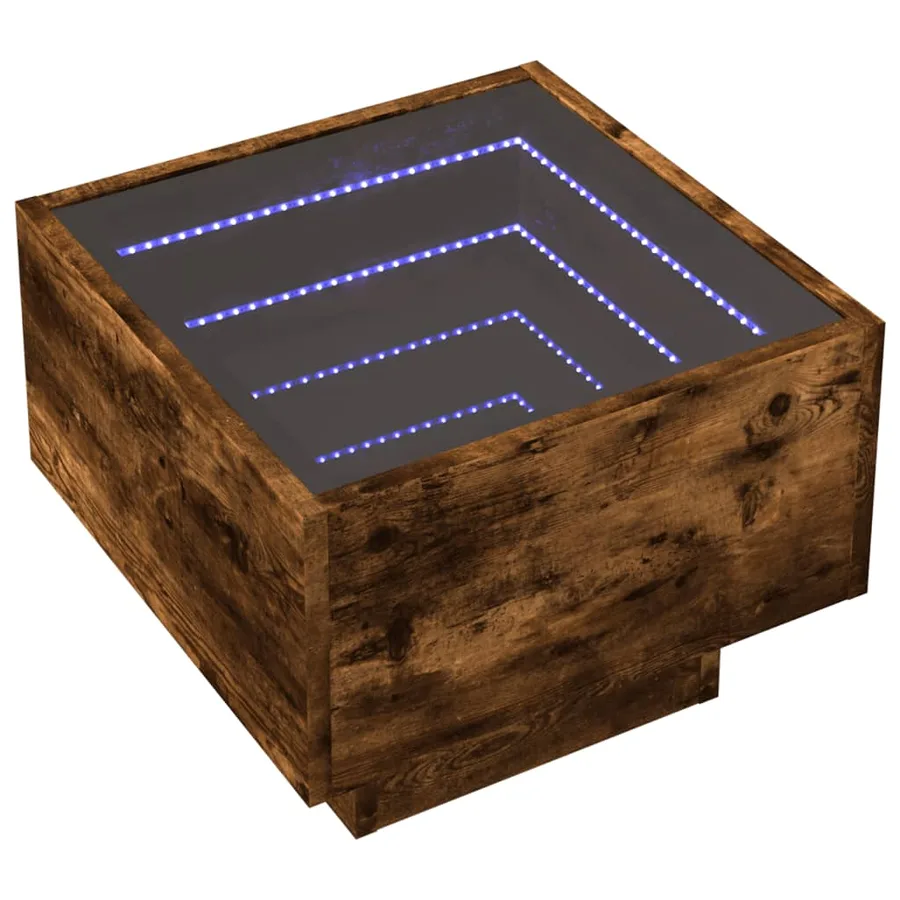 Table de chevet avec LED infini chêne fumé 40x40x30 cm - 3