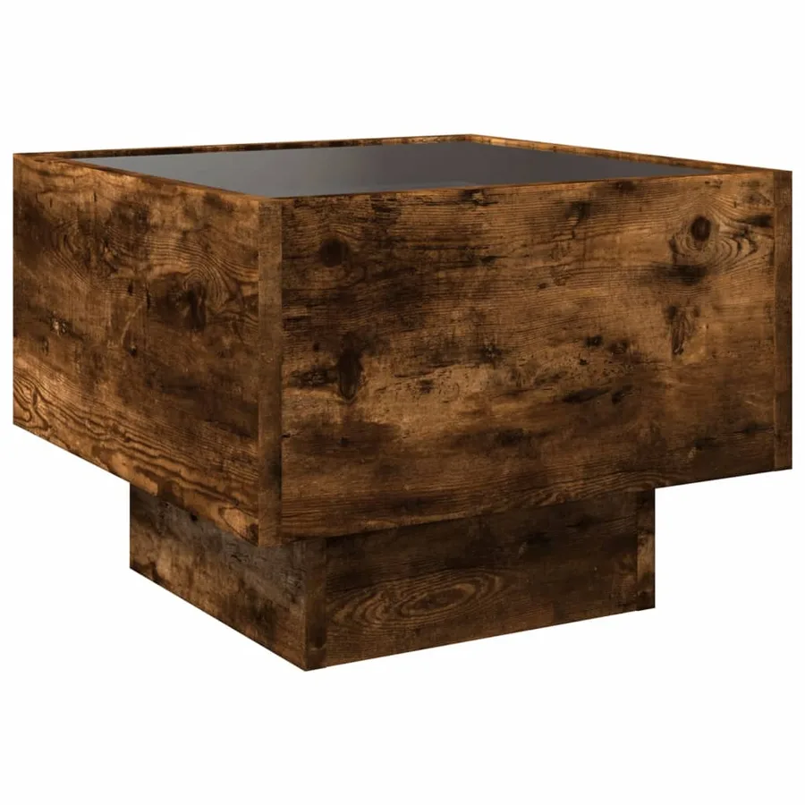 Table de chevet avec LED infini chêne fumé 40x40x30 cm - 8