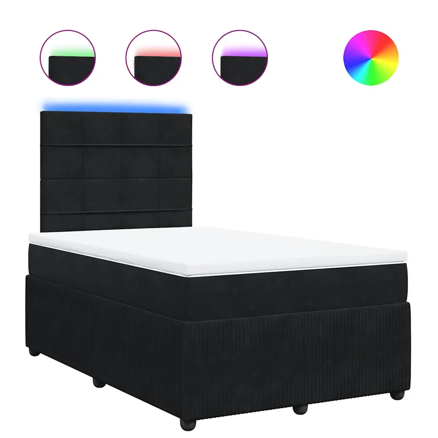 Sommier à lattes de lit avec matelas noir 120x190 cm velours - 2