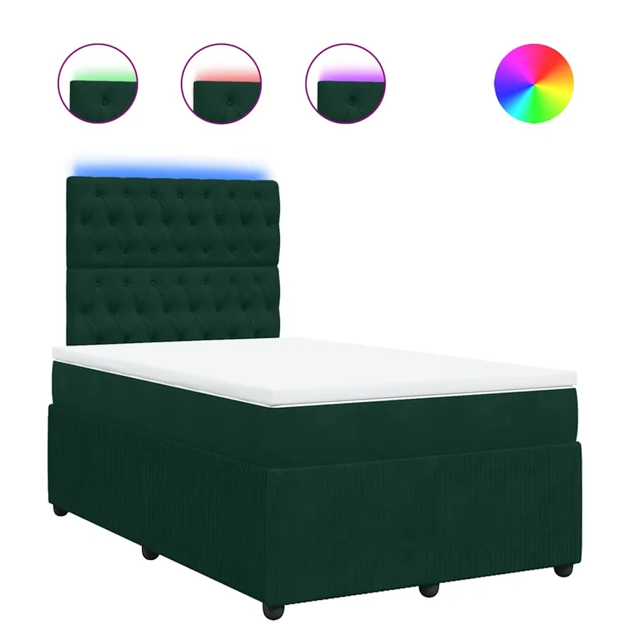 Sommier à lattes de lit avec matelas vert foncé 120x190 cm - 2