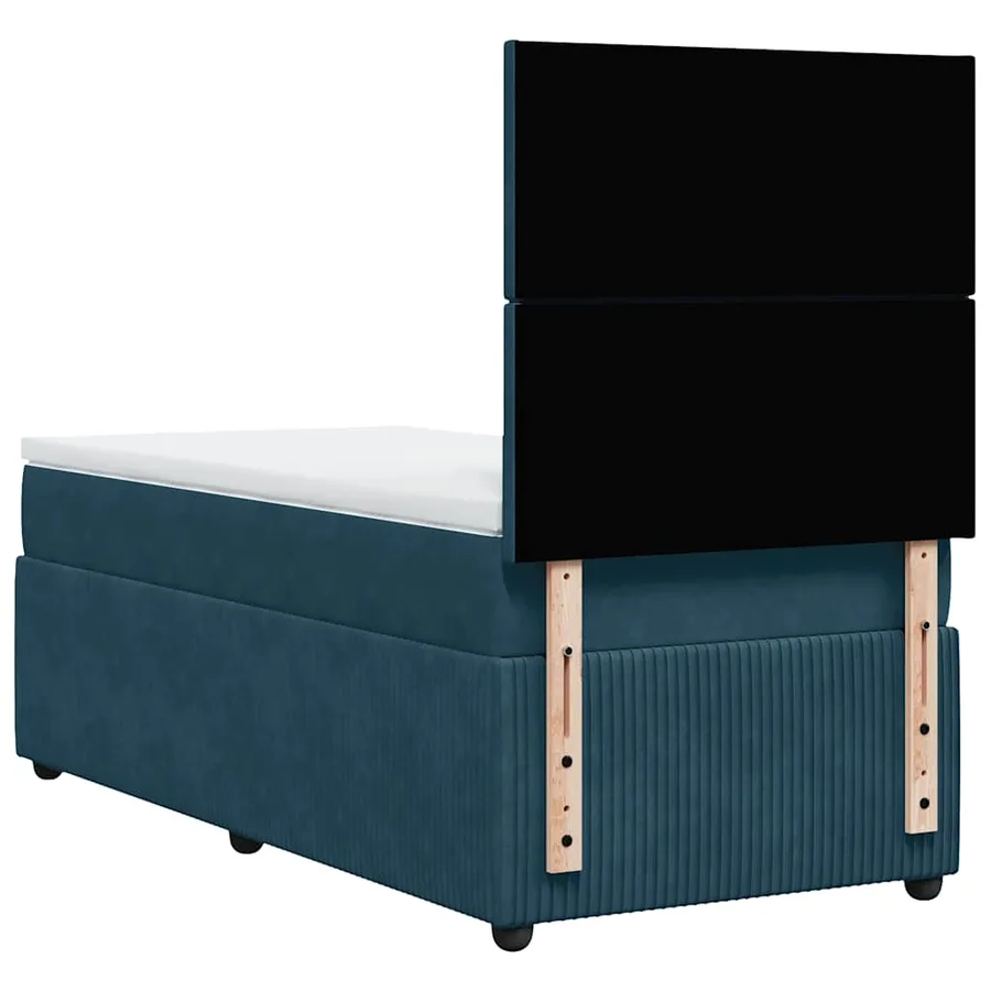 Sommier à lattes de lit avec matelas bleu 90x200 cm velours - 8