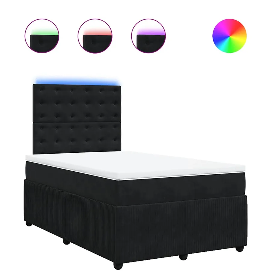 Sommier à lattes de lit avec matelas Noir 120x200 cm Velours - 2