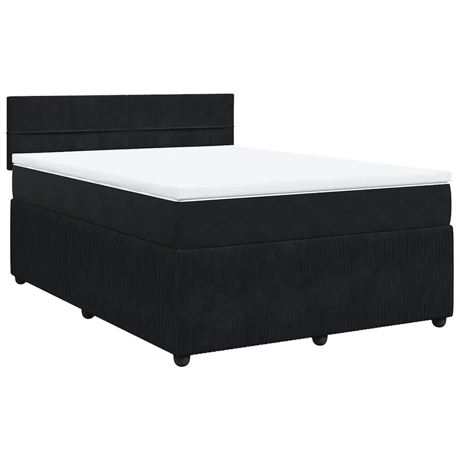 Sommier à lattes de lit avec matelas Noir 140x190 cm Velours - 3