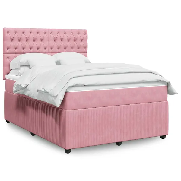 Sommier à lattes de lit avec matelas Rose 140x190 cm Velours