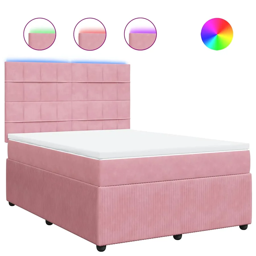 Sommier à lattes de lit avec matelas Rose 140x190 cm Velours - 2