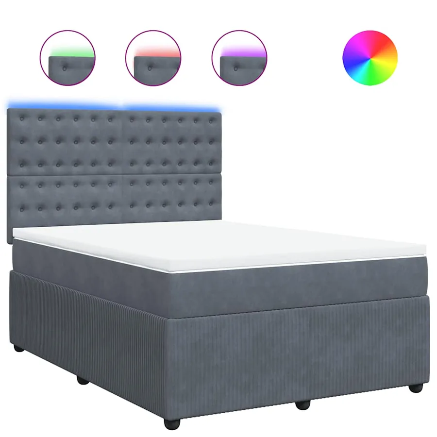 Sommier à lattes de lit et matelas Gris foncé 140x190cm Velours - 2