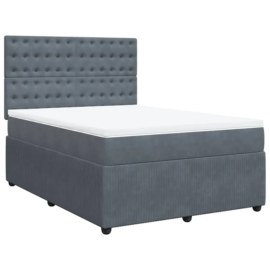 Sommier à lattes de lit et matelas Gris foncé 140x190cm Velours - 3