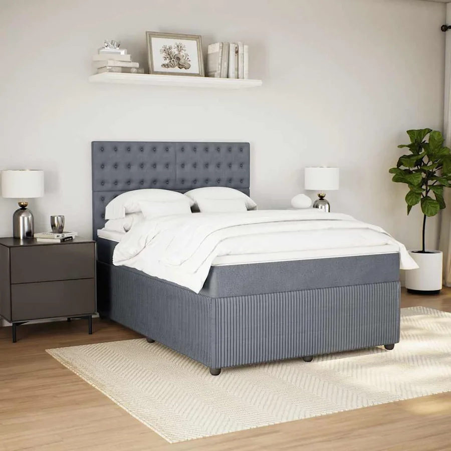 Sommier à lattes de lit et matelas Gris foncé 140x190cm Velours - 4