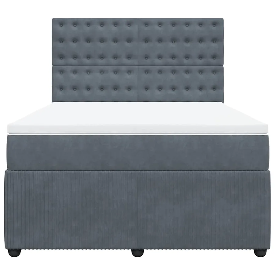 Sommier à lattes de lit et matelas Gris foncé 140x190cm Velours - 6