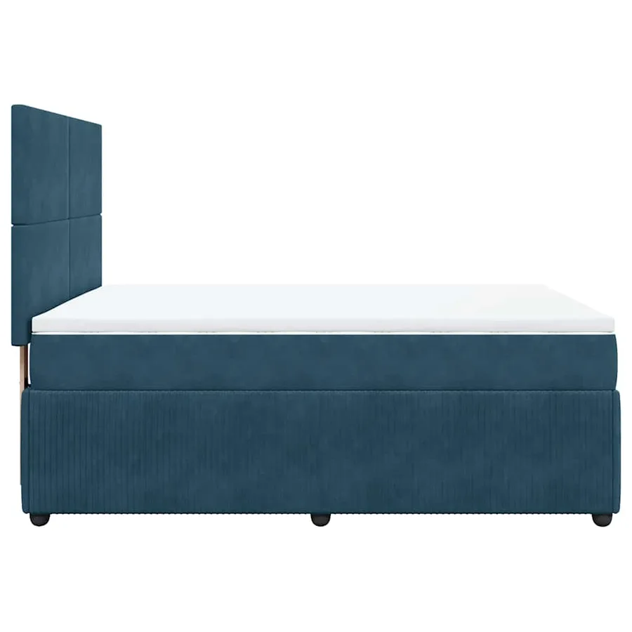 Sommier à lattes de lit et matelas bleu 140x190 cm velours - 7
