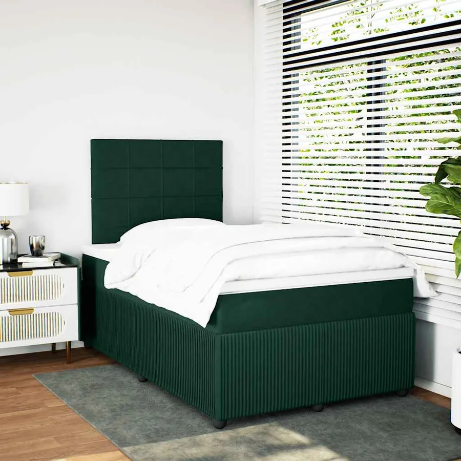 Sommier à lattes de lit et matelas Vert foncé 120x200cm Velours - 5