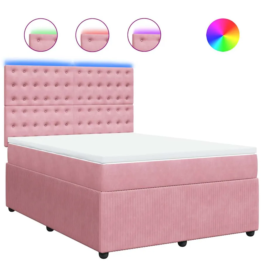 Sommier à lattes de lit avec matelas Rose 140x190 cm Velours - 2