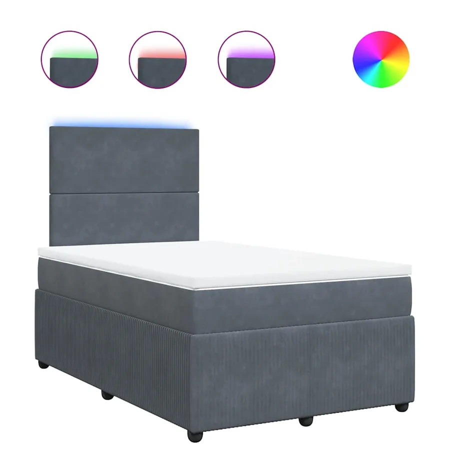 Sommier à lattes de lit et matelas gris foncé 120x190cm velours - 2