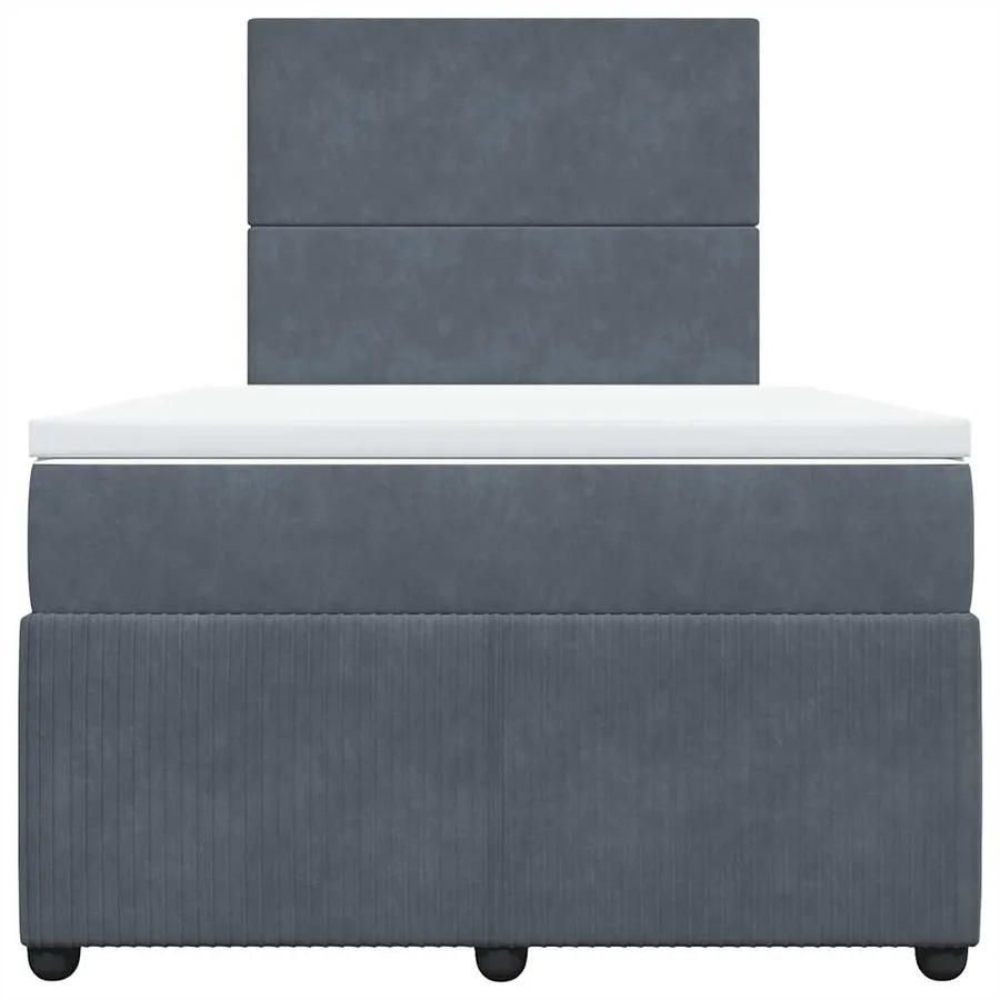 Sommier à lattes de lit et matelas gris foncé 120x190cm velours - 6