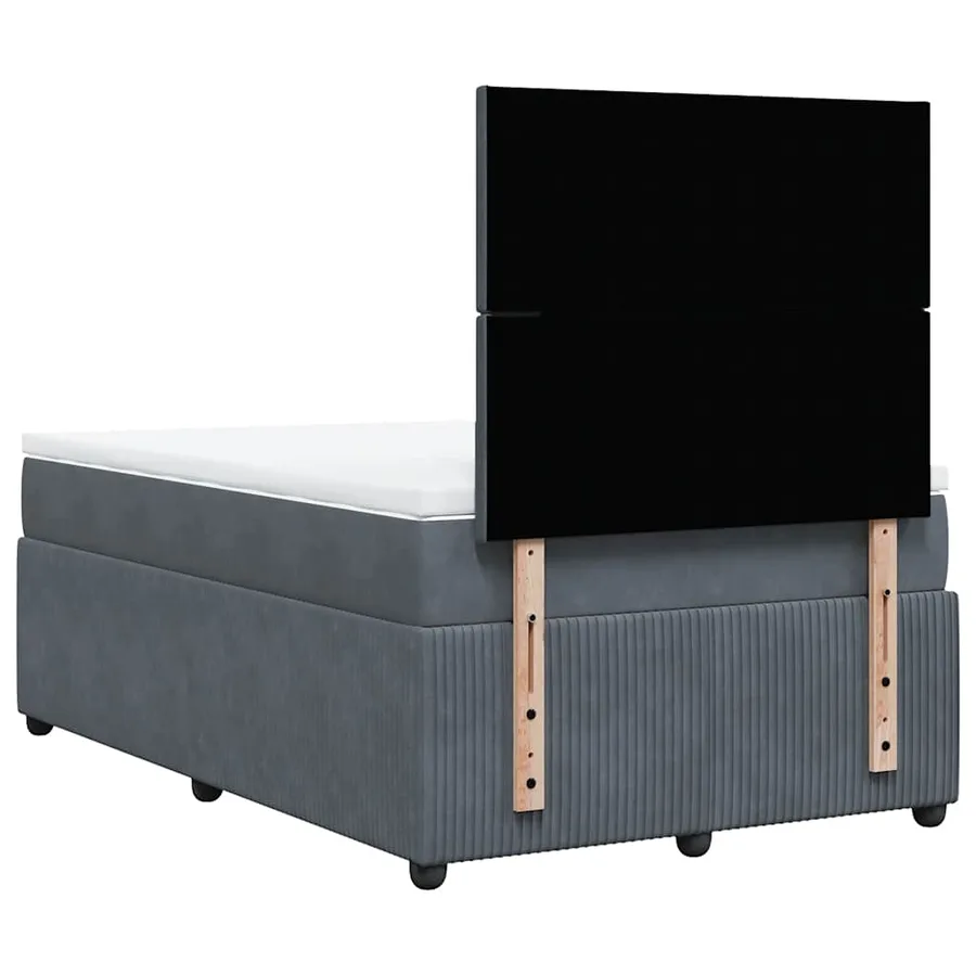 Sommier à lattes de lit et matelas gris foncé 120x190cm velours - 8