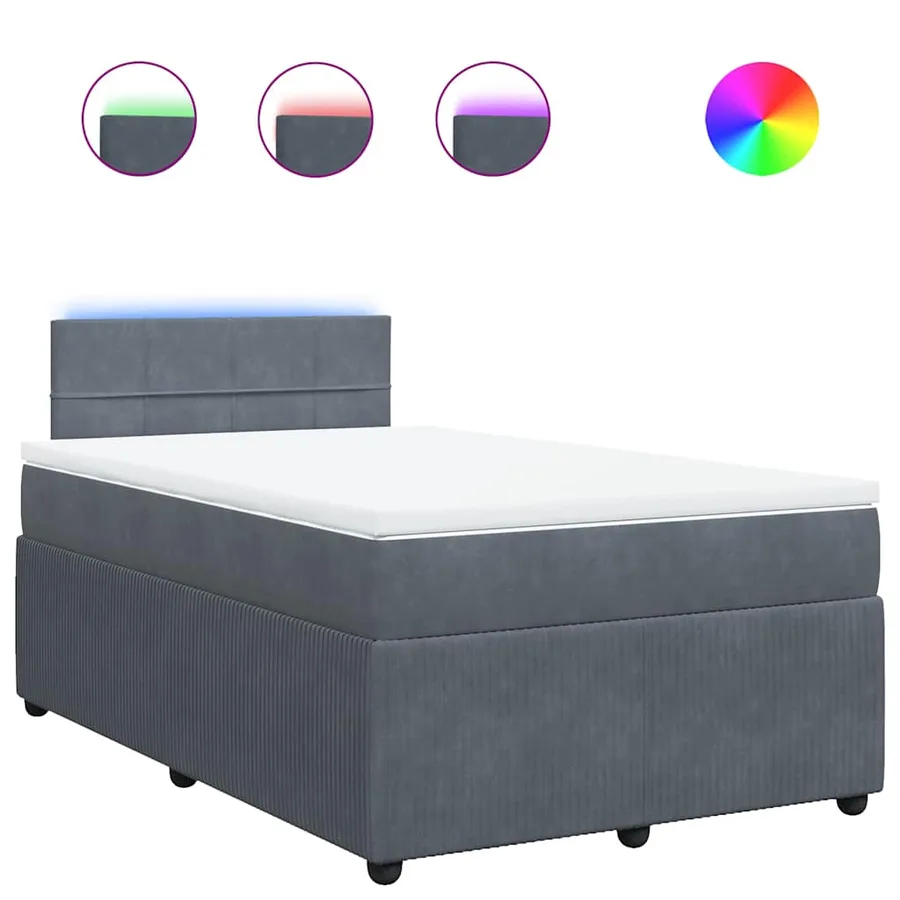 Sommier à lattes de lit et matelas gris foncé 120x190cm velours - 2