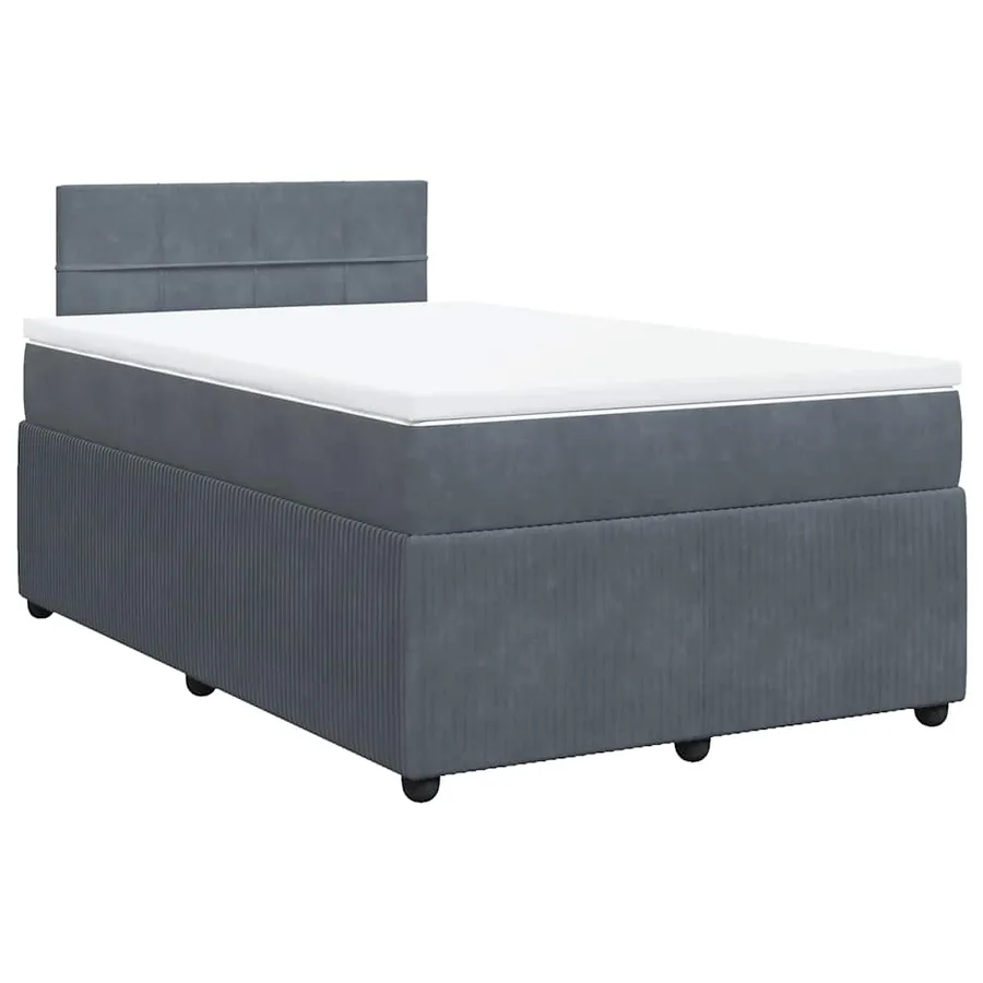 Sommier à lattes de lit et matelas gris foncé 120x190cm velours - 3