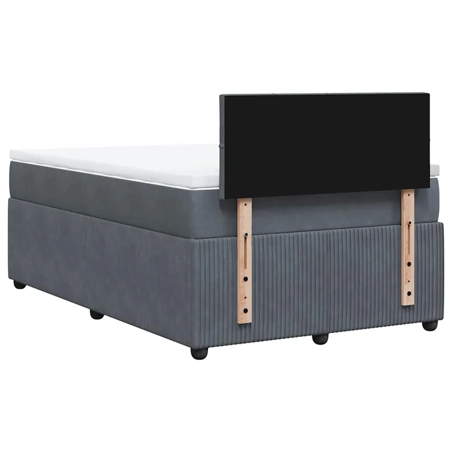 Sommier à lattes de lit et matelas gris foncé 120x190cm velours - 8