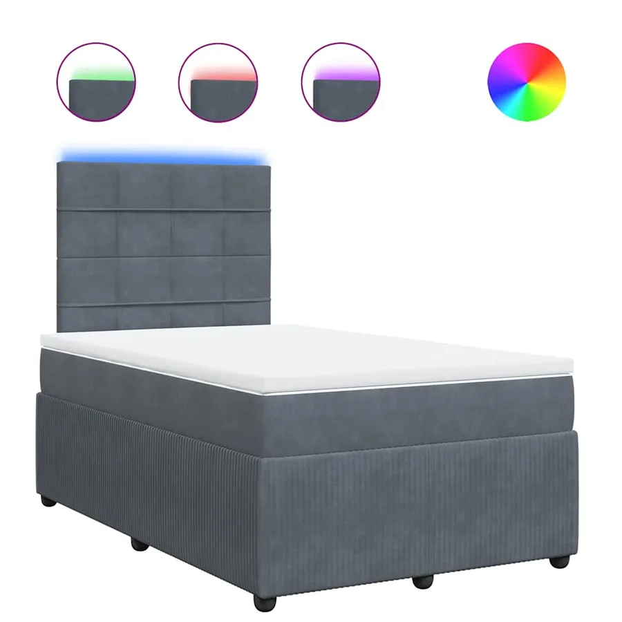 Sommier à lattes de lit et matelas Gris foncé 120x200cm Velours - 2