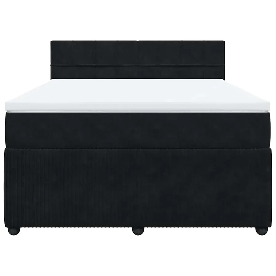 Sommier à lattes de lit avec matelas Noir 140x190 cm Velours - 4