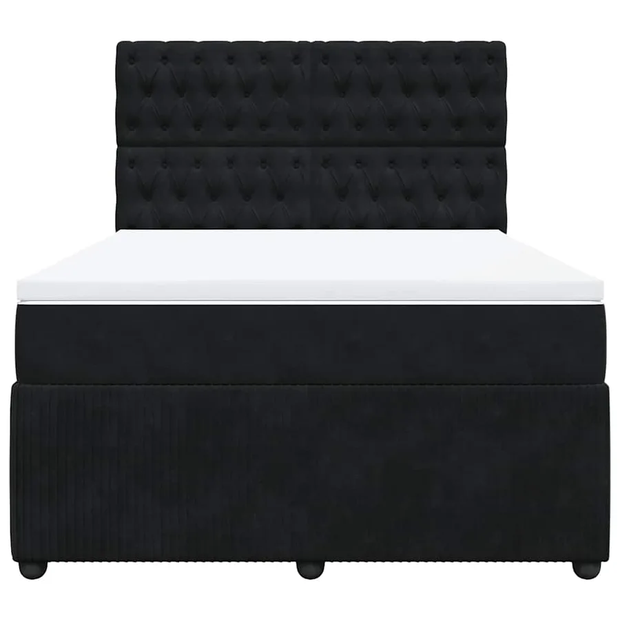 Sommier à lattes de lit avec matelas Noir 140x190 cm Velours - 4
