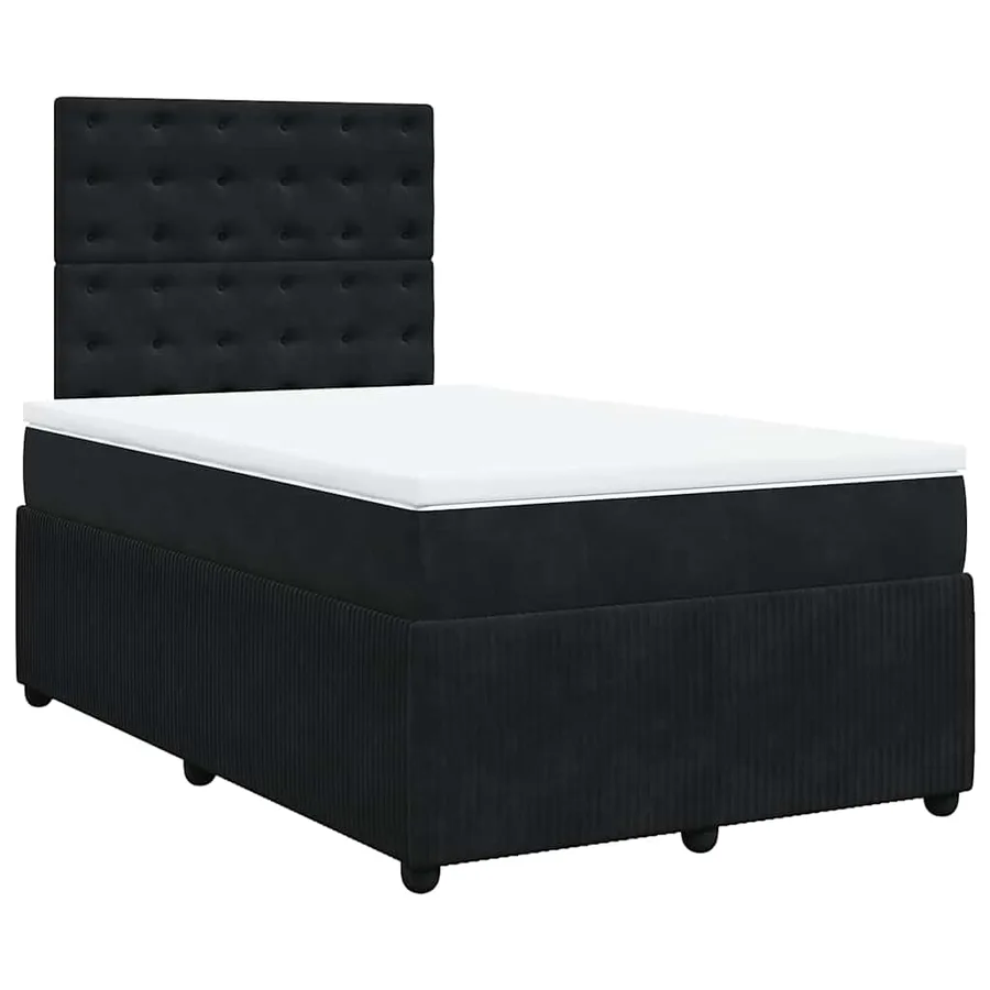 Sommier à lattes de lit avec matelas noir 120x190 cm velours - 2