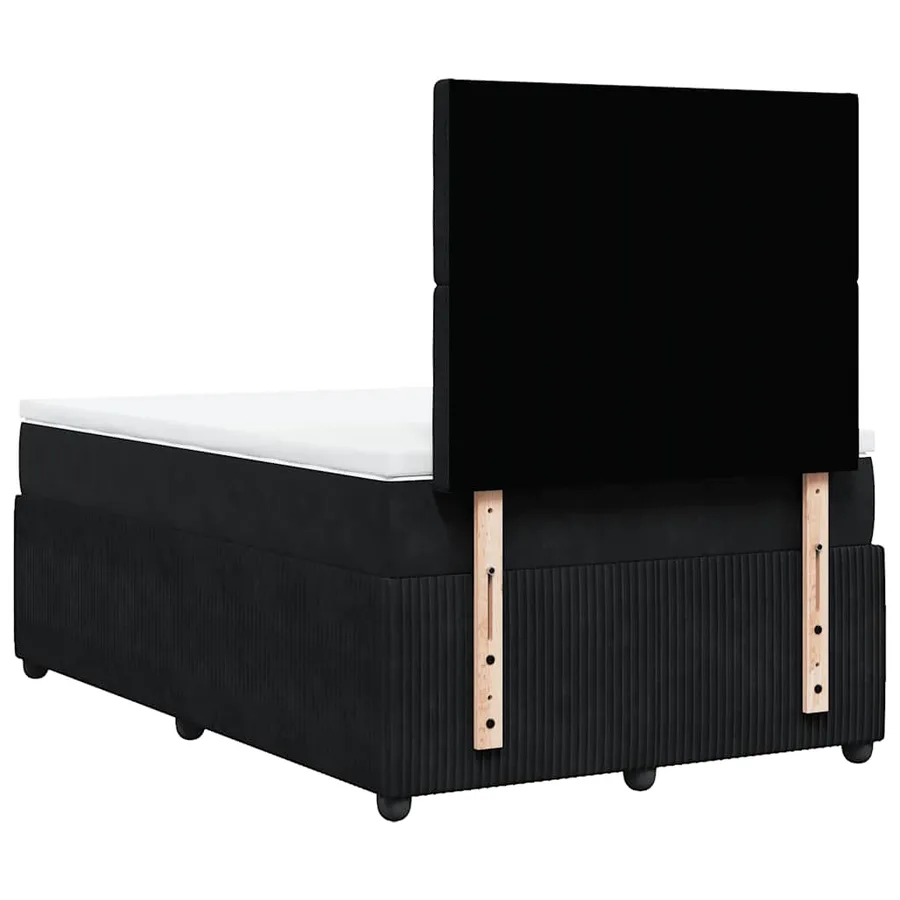 Sommier à lattes de lit avec matelas noir 120x190 cm velours - 6