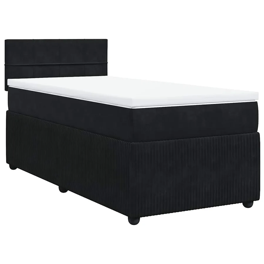 Sommier à lattes de lit avec matelas Noir 90x200 cm Velours - 2