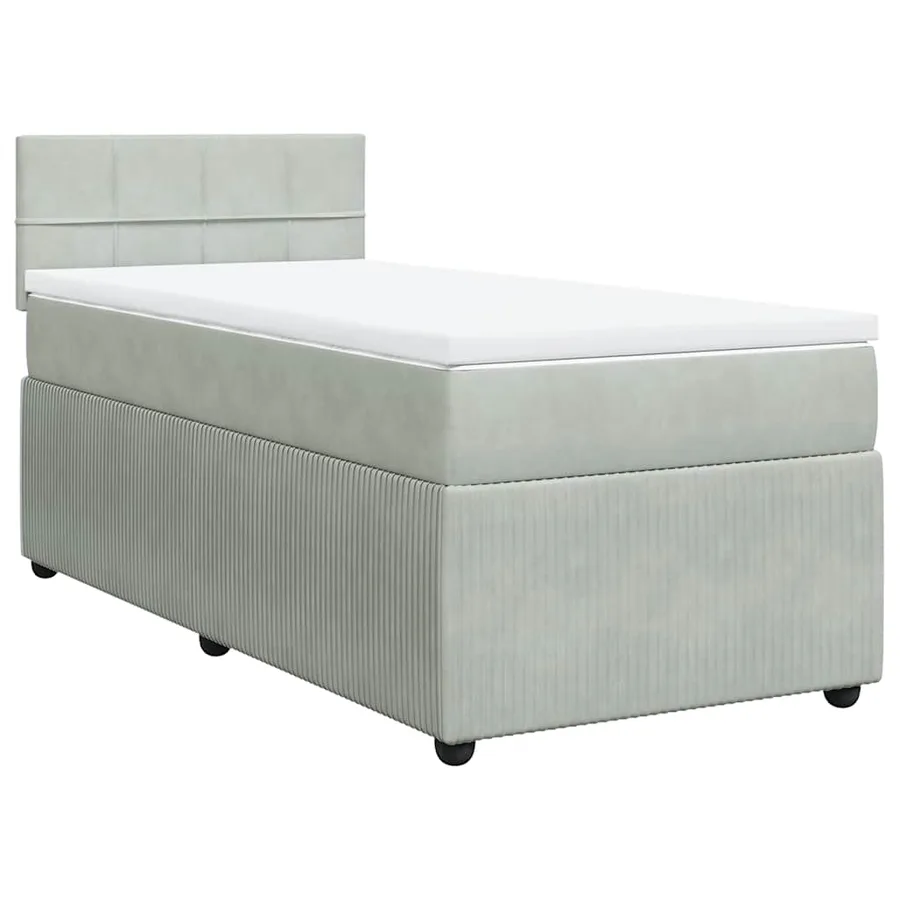 Sommier à lattes de lit et matelas Gris clair 90x200 cm Velours - 2